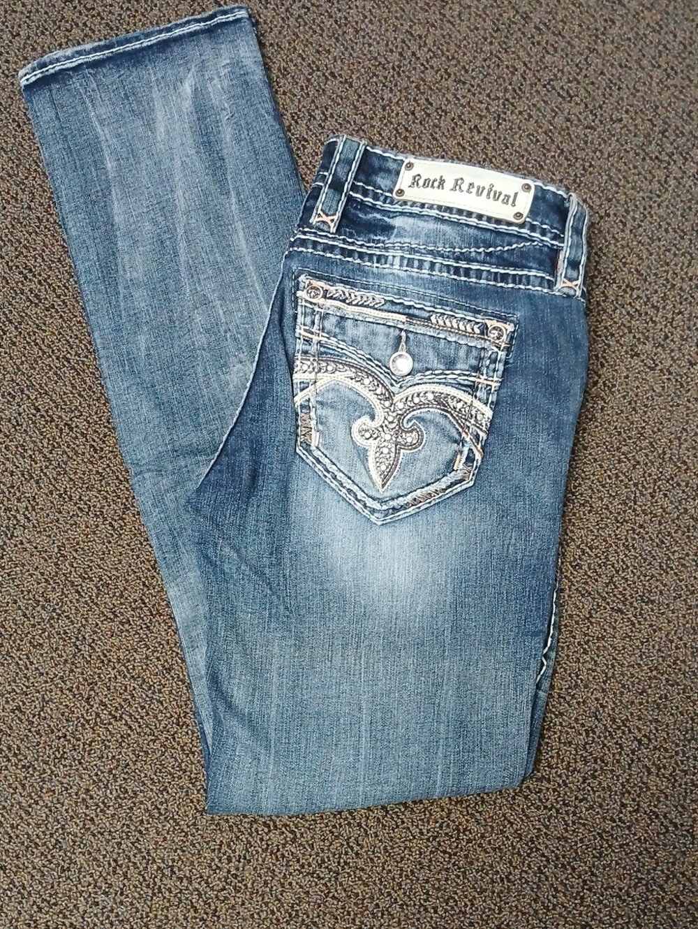 Rock Revival Women's Blue Embroidered Pocket Jeans
